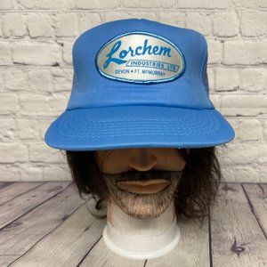 Vintage Trucker Hat Mesh Cap Snapback Light Blue LORCHEM Industries Devon FTMAC